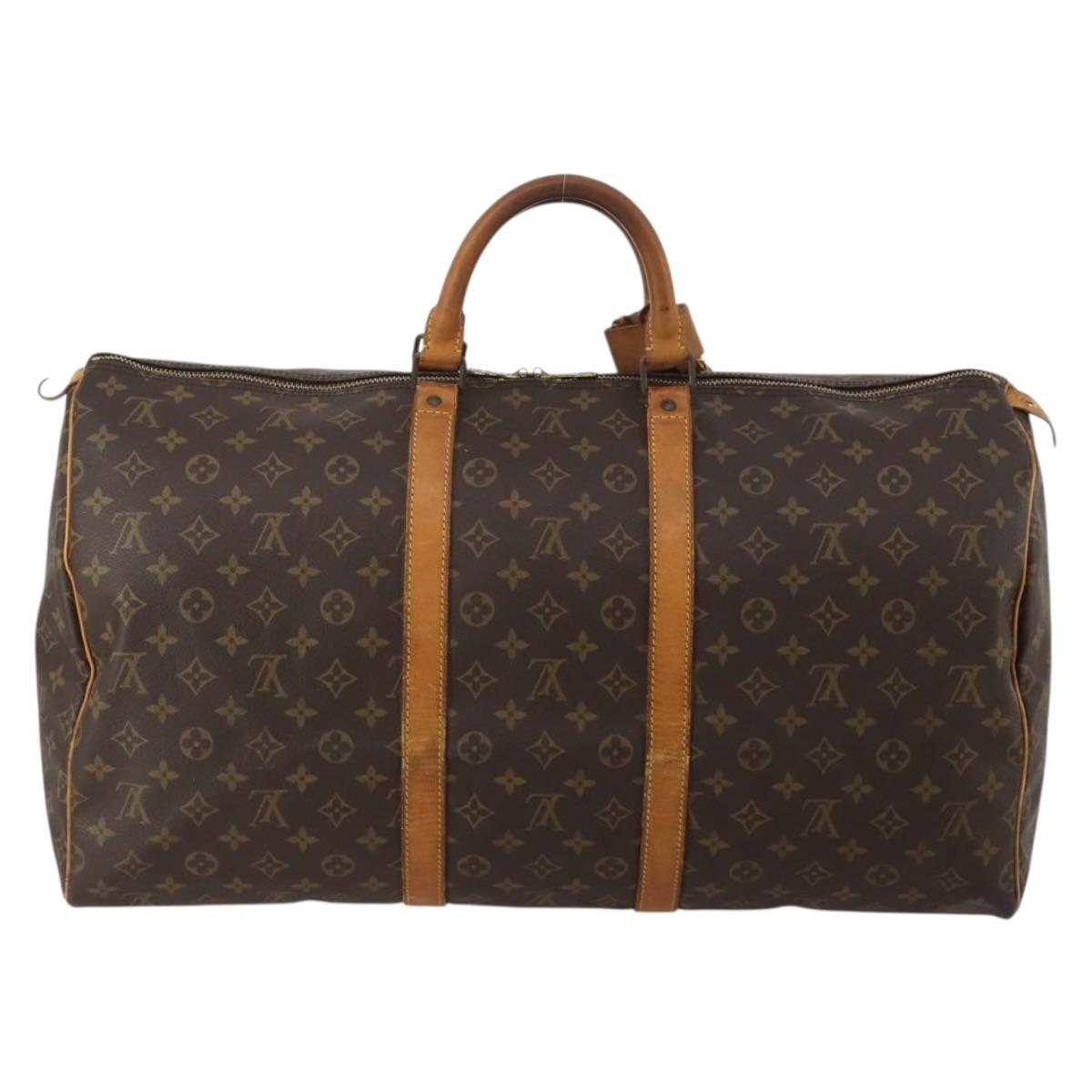 LOUIS VUITTON Monogram Keepall 55 Boston Bag M41424 LV Auth 189523