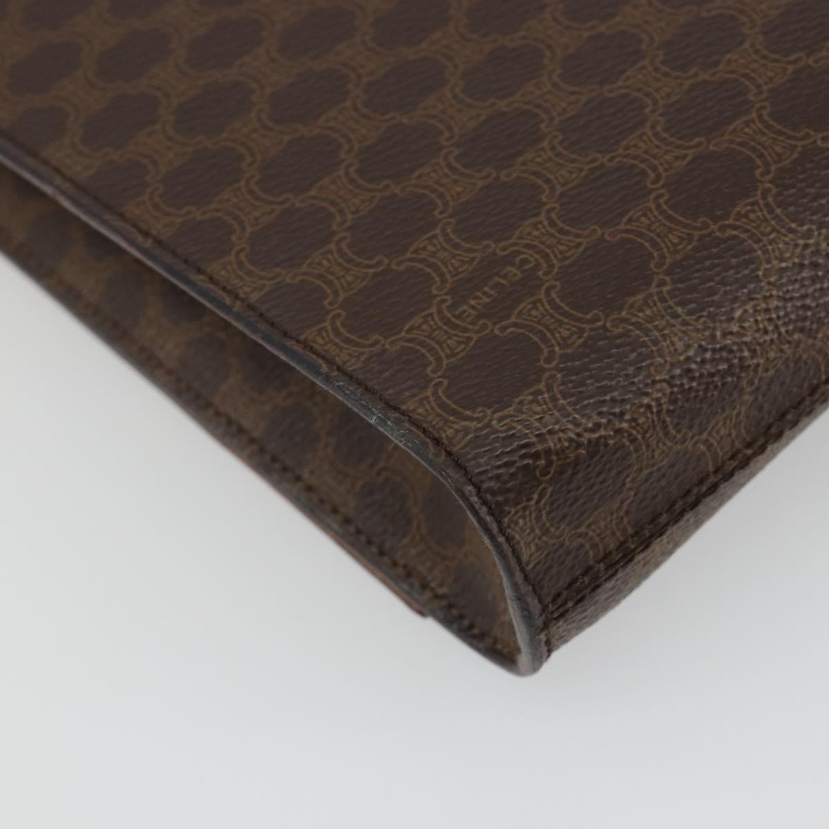 CELINE Macadam Canvas Shoulder Bag PVC Leather Brown Gold Auth 189539A