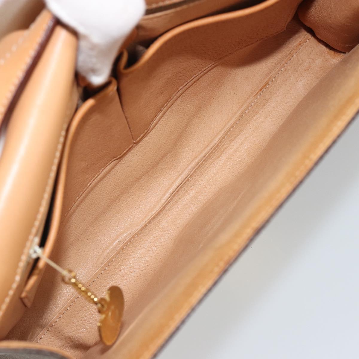 CELINE Macadam Canvas Shoulder Bag PVC Leather Brown Gold Auth 189539A