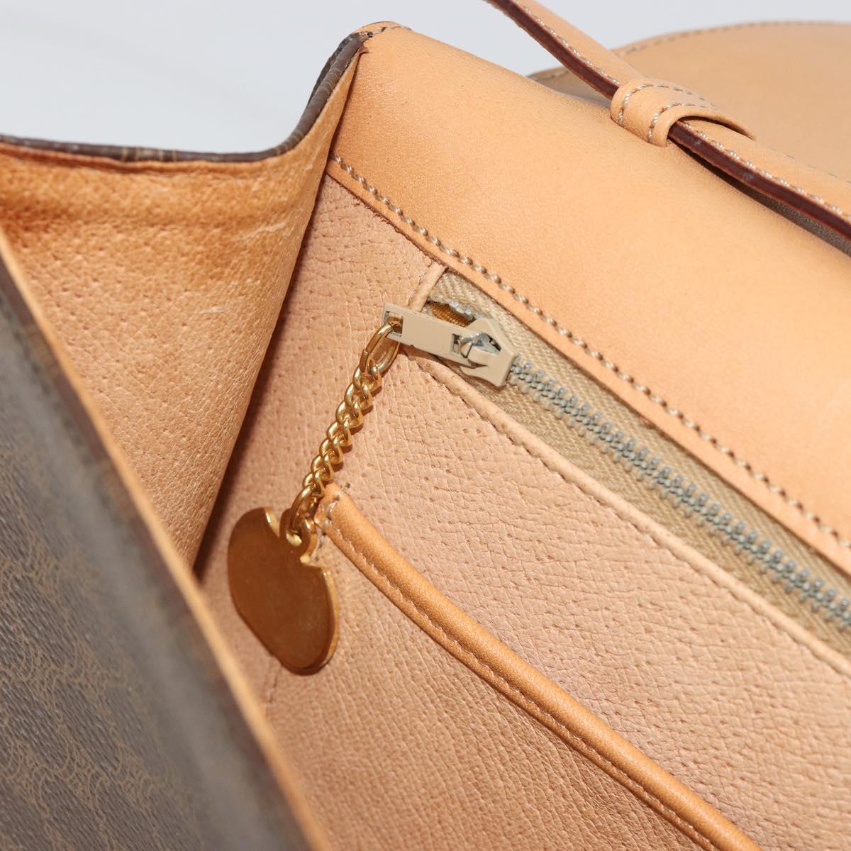 CELINE Macadam Canvas Shoulder Bag PVC Leather Brown Gold Auth 189539A