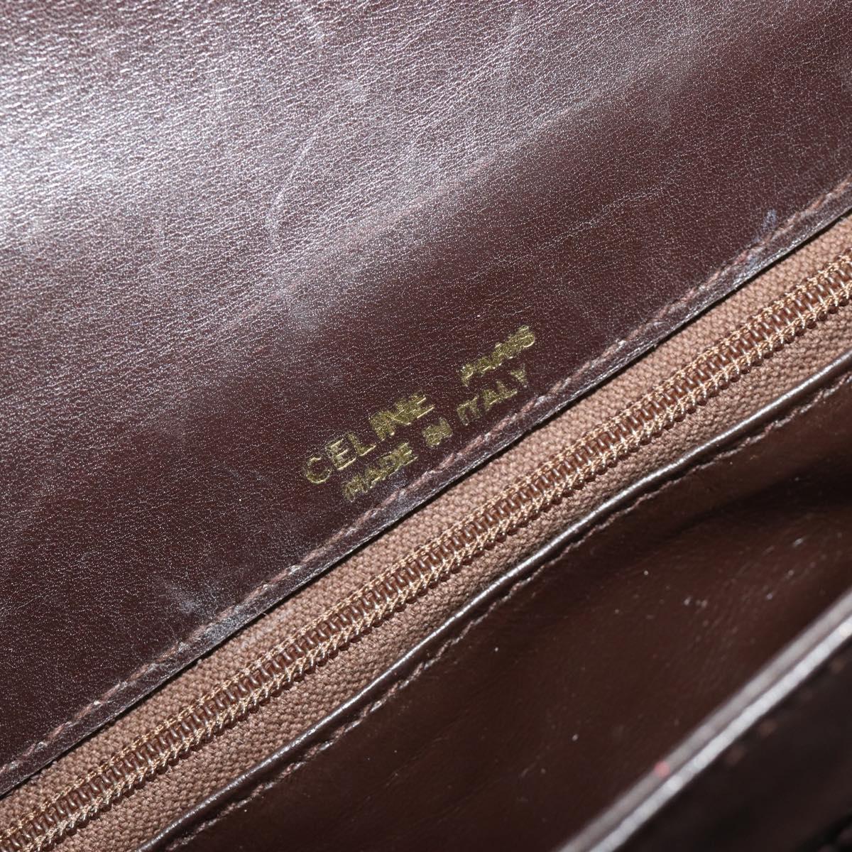 CELINE C Sulky Horse Carriage Shoulder Bag Canvas Beige Gold Auth 189540A