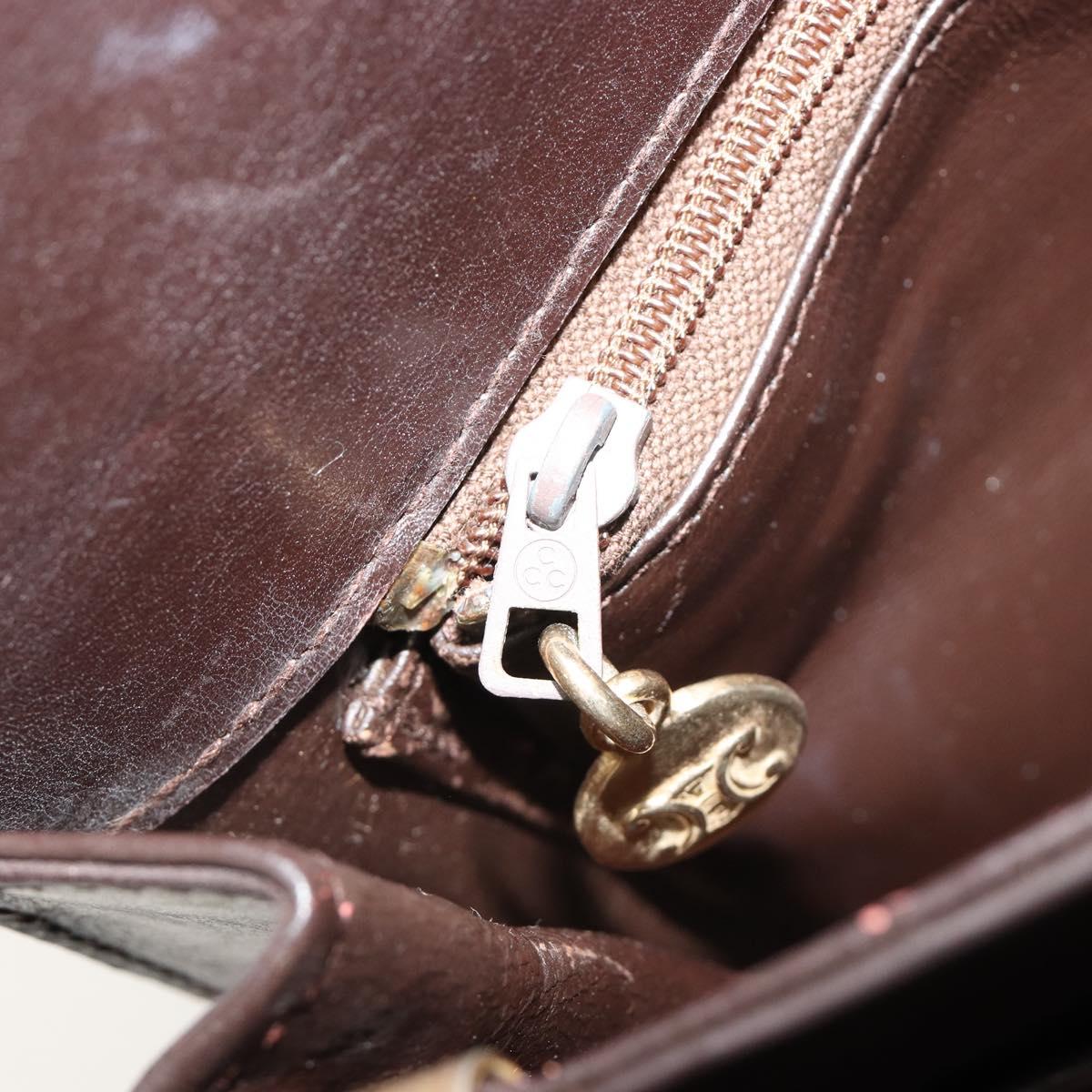 CELINE C Sulky Horse Carriage Shoulder Bag Canvas Beige Gold Auth 189540A