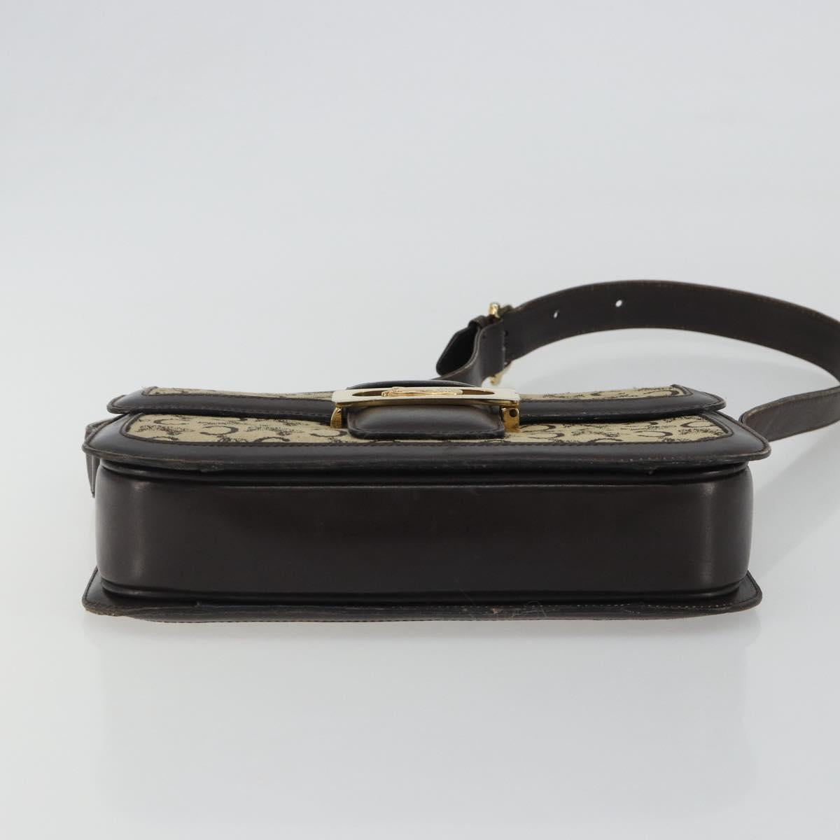 CELINE C Sulky Horse Carriage Shoulder Bag Canvas Beige Gold Auth 189540A