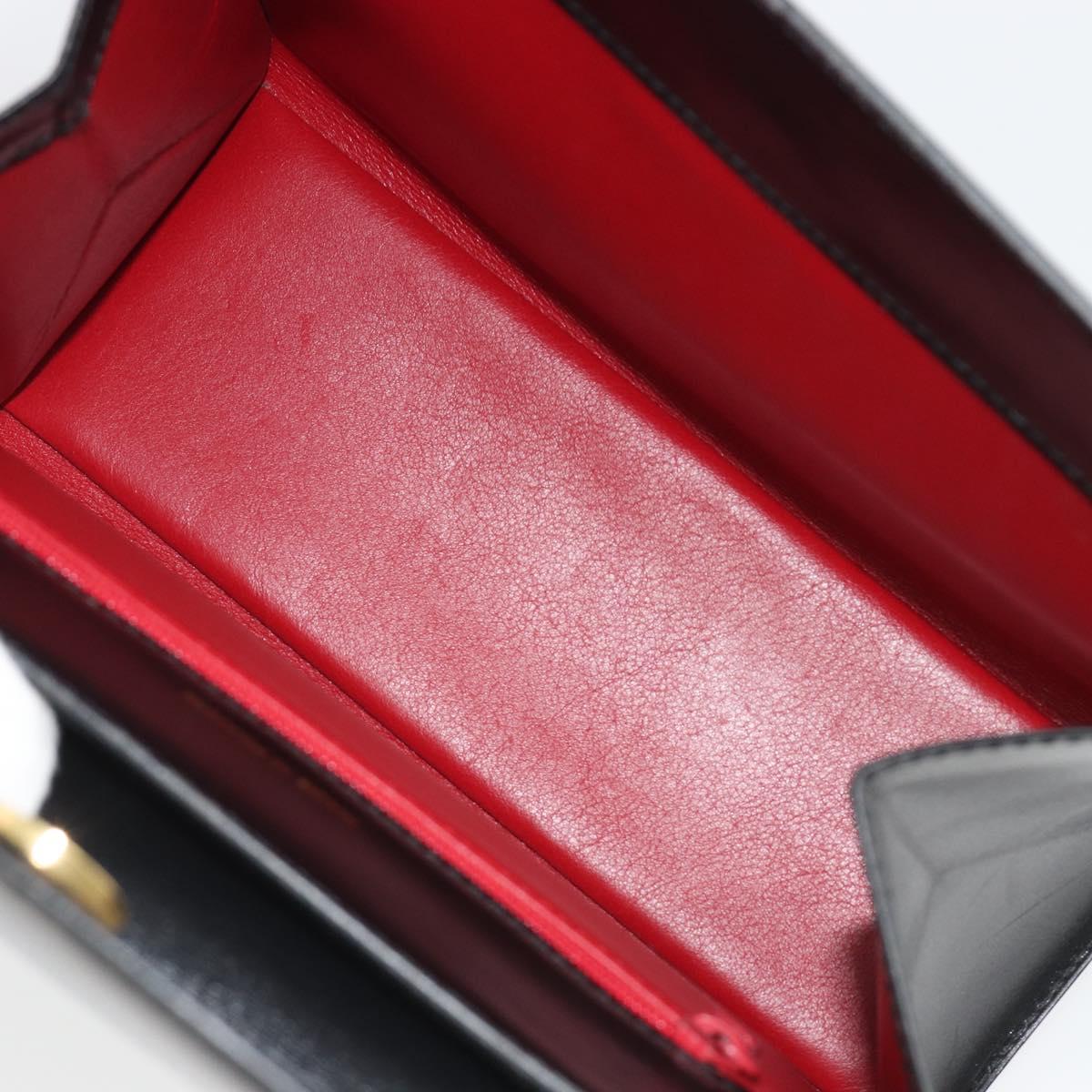 CELINE Circle Shoulder Bag Leather White Gold Auth 189542A