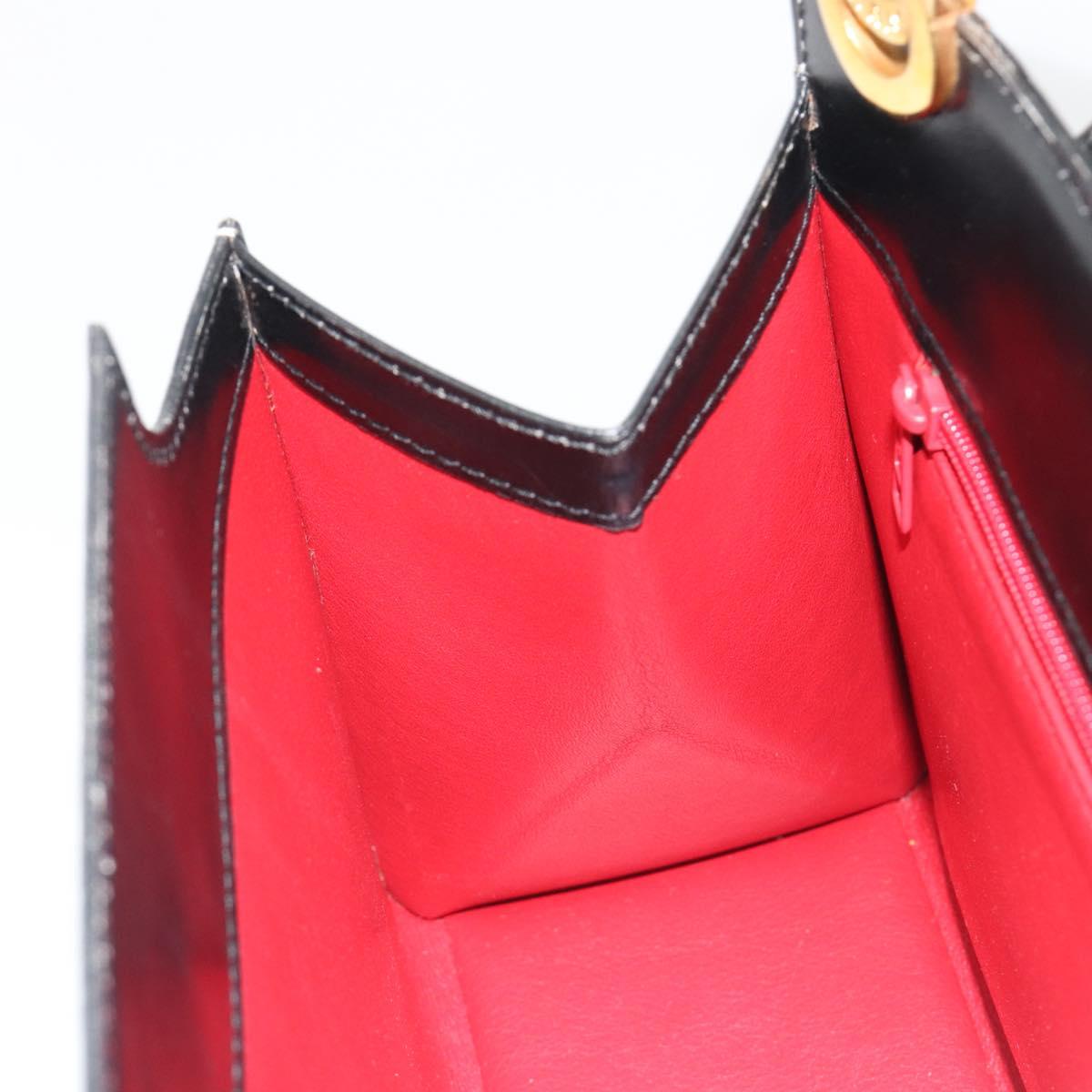 CELINE Circle Shoulder Bag Leather White Gold Auth 189542A