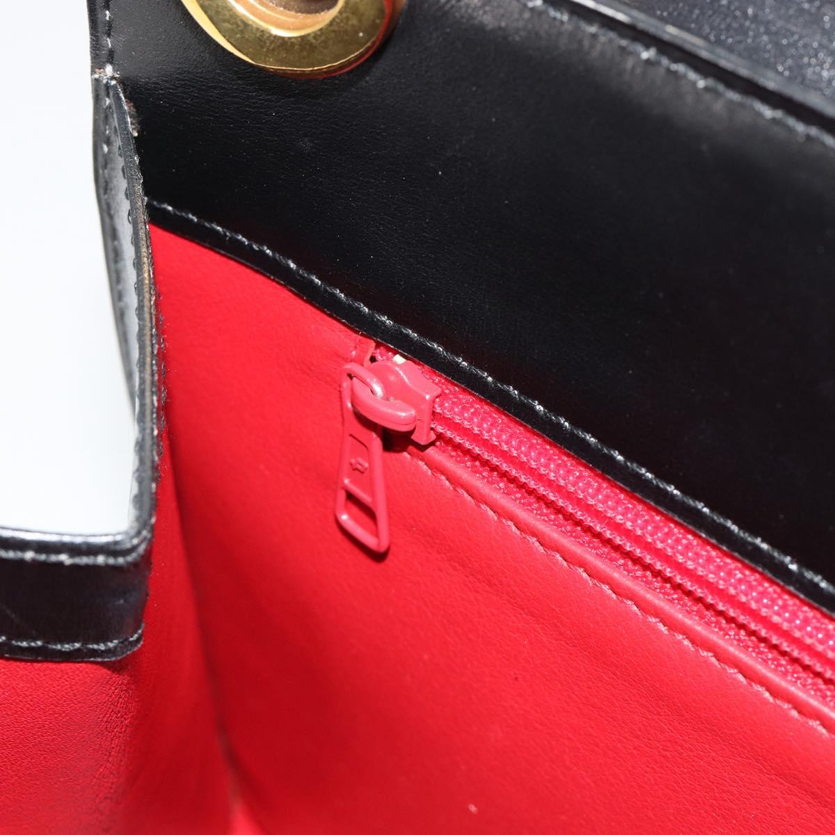 CELINE Circle Shoulder Bag Leather White Gold Auth 189542A