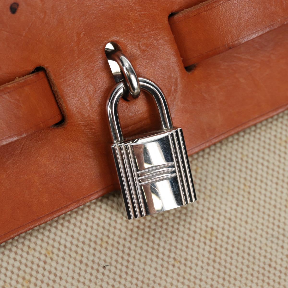 HERMES Herbag A Dos Backpack Canvas 2way Beige Silver Auth 189543