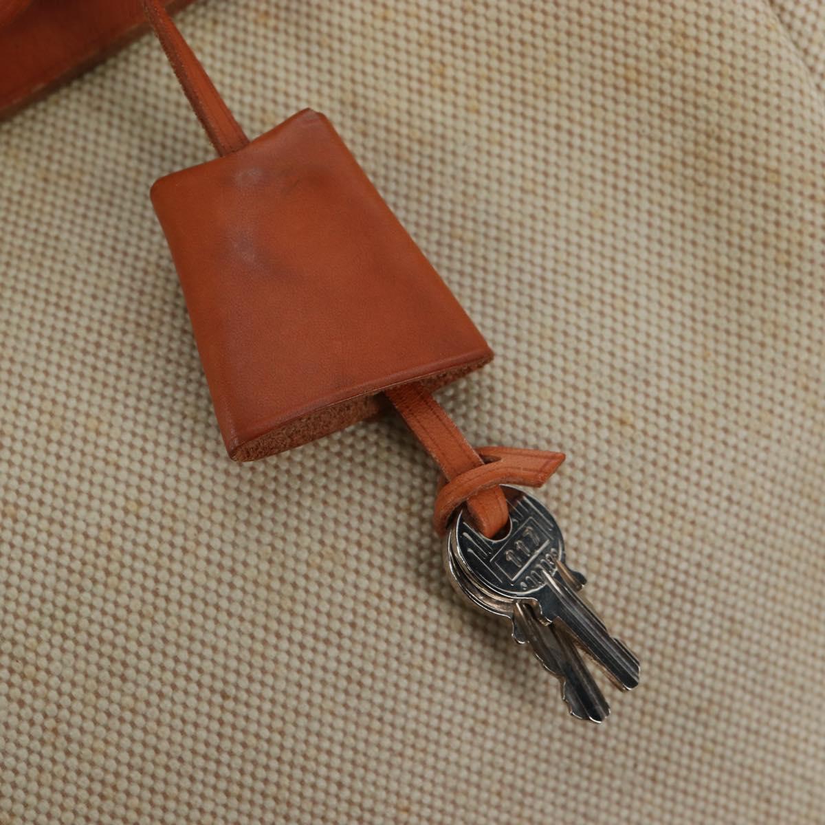 HERMES Herbag A Dos Backpack Canvas 2way Beige Silver Auth 189543