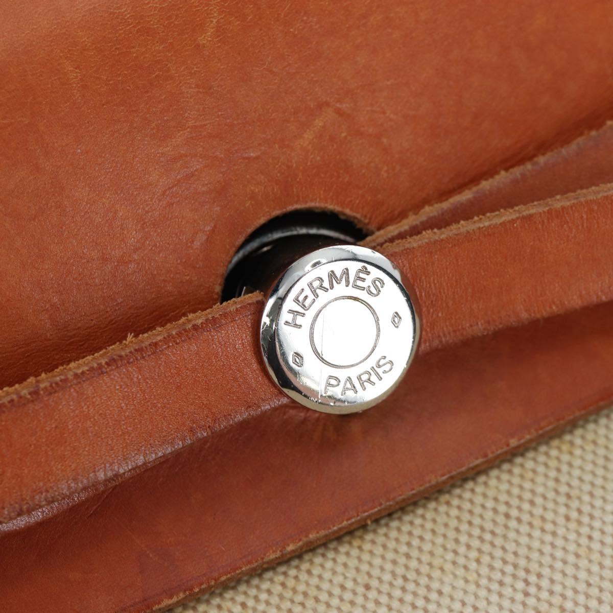 HERMES Herbag A Dos Backpack Canvas 2way Beige Silver Auth 189543
