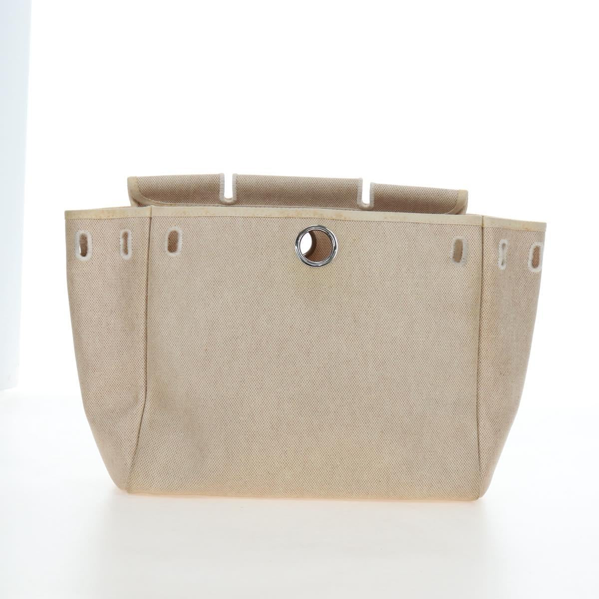 HERMES Herbag A Dos Backpack Canvas 2way Beige Silver Auth 189543