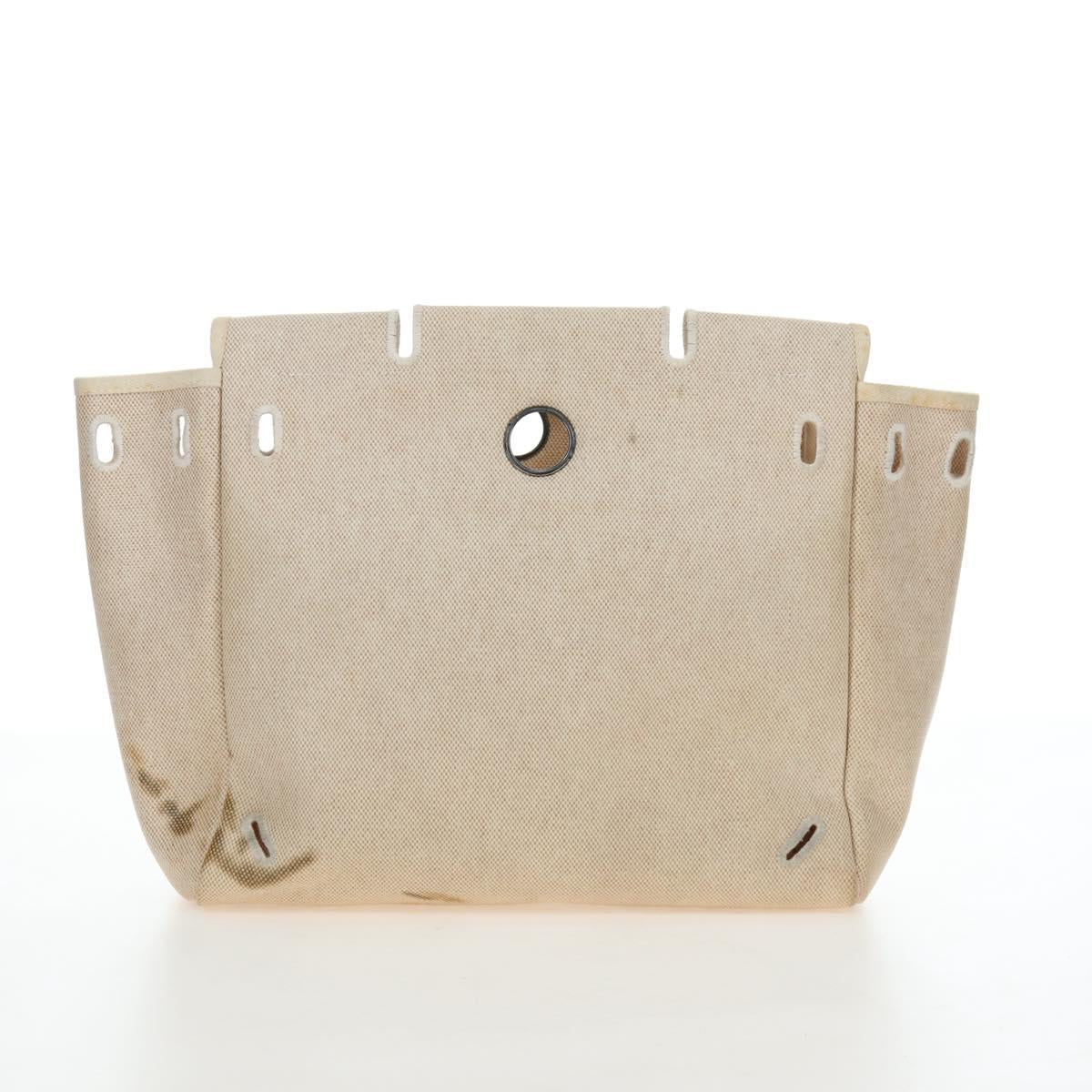 HERMES Herbag A Dos Backpack Canvas 2way Beige Silver Auth 189543