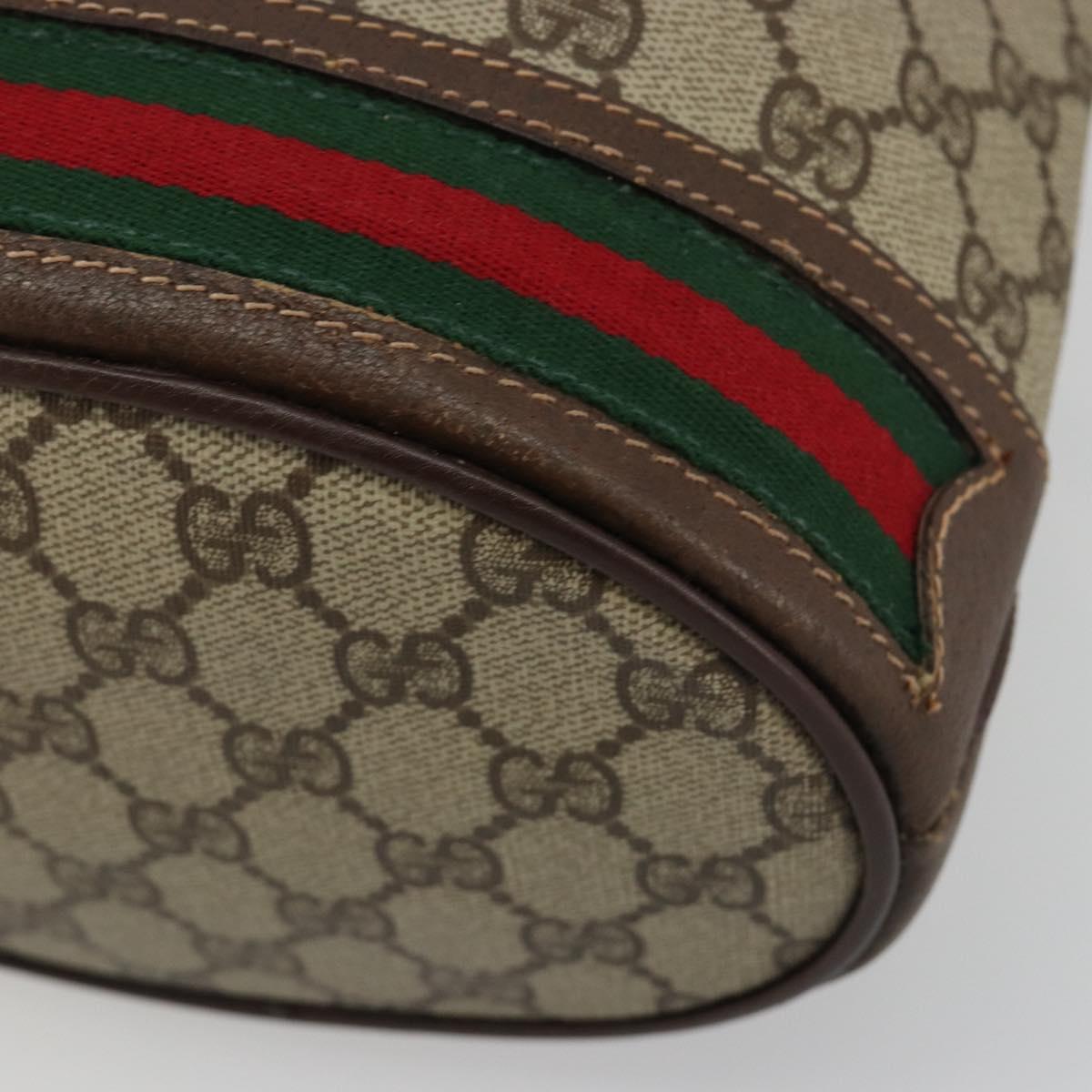 GUCCI GG Supreme Web Sherry Line Bag PVC Beige Gold 001 58 6354 Auth 189545A
