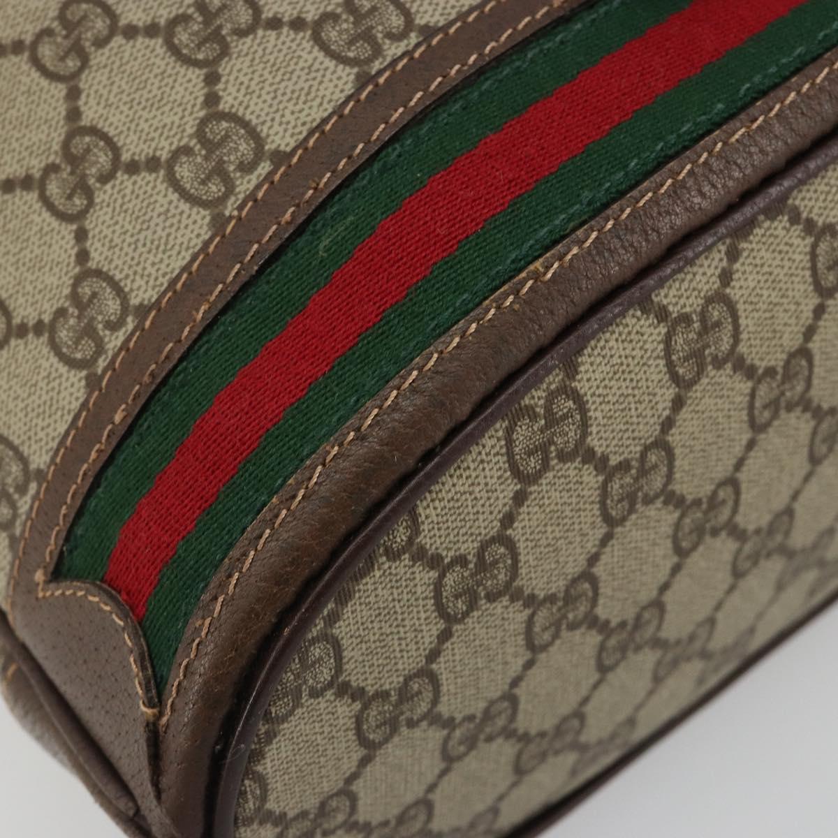 GUCCI GG Supreme Web Sherry Line Bag PVC Beige Gold 001 58 6354 Auth 189545A