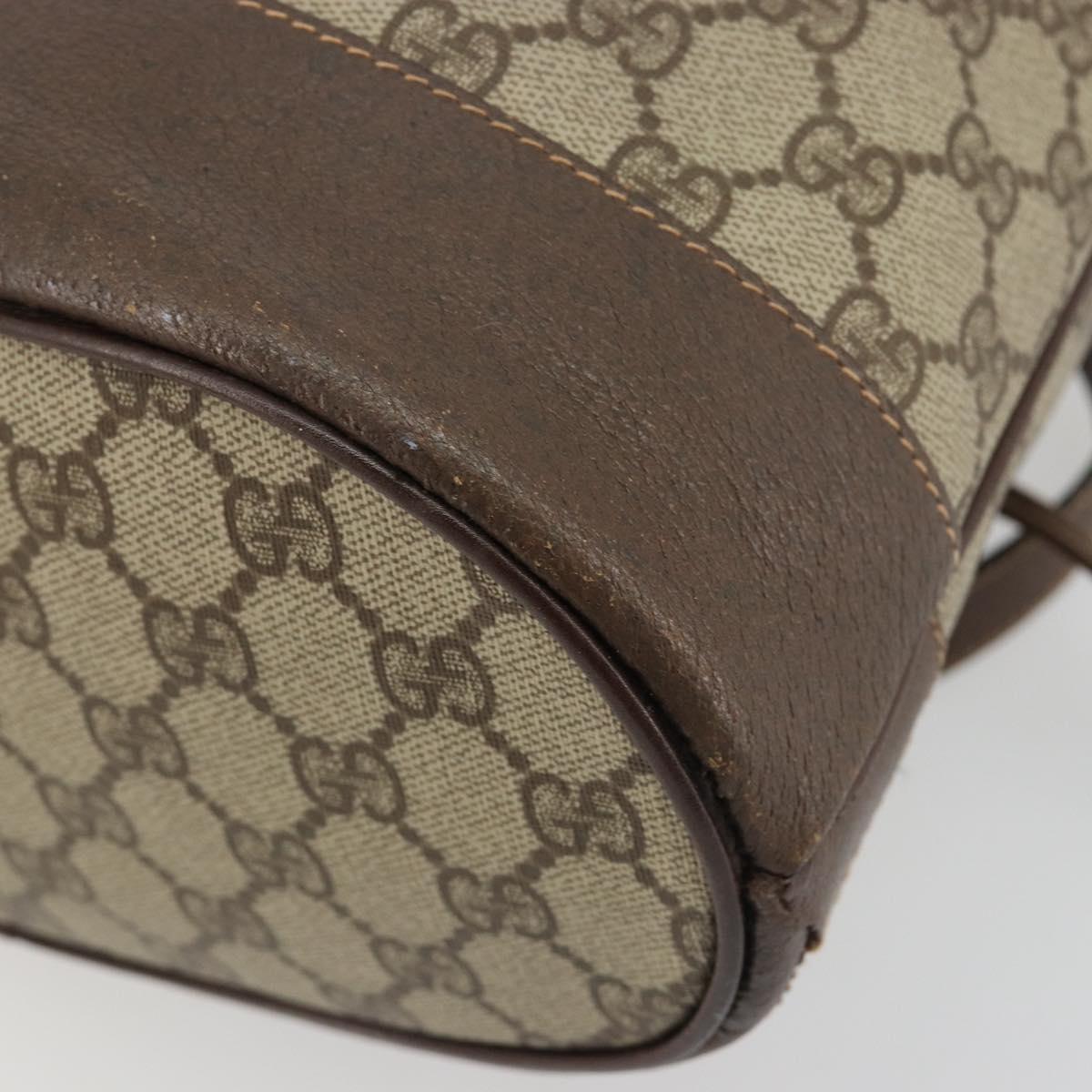 GUCCI GG Supreme Web Sherry Line Bag PVC Beige Gold 001 58 6354 Auth 189545A