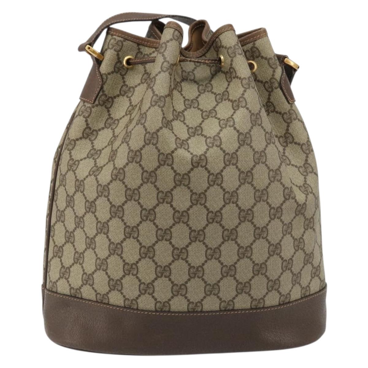 GUCCI GG Supreme Web Sherry Line Bag PVC Beige Gold 001 58 6354 Auth 189545A