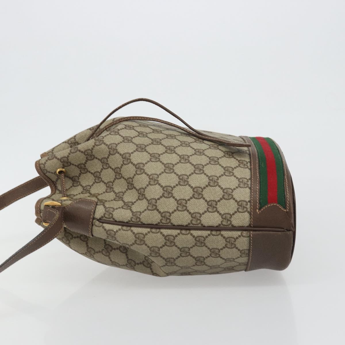 GUCCI GG Supreme Web Sherry Line Bag PVC Beige Gold 001 58 6354 Auth 189545A