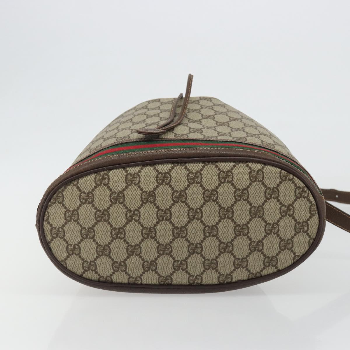 GUCCI GG Supreme Web Sherry Line Bag PVC Beige Gold 001 58 6354 Auth 189545A