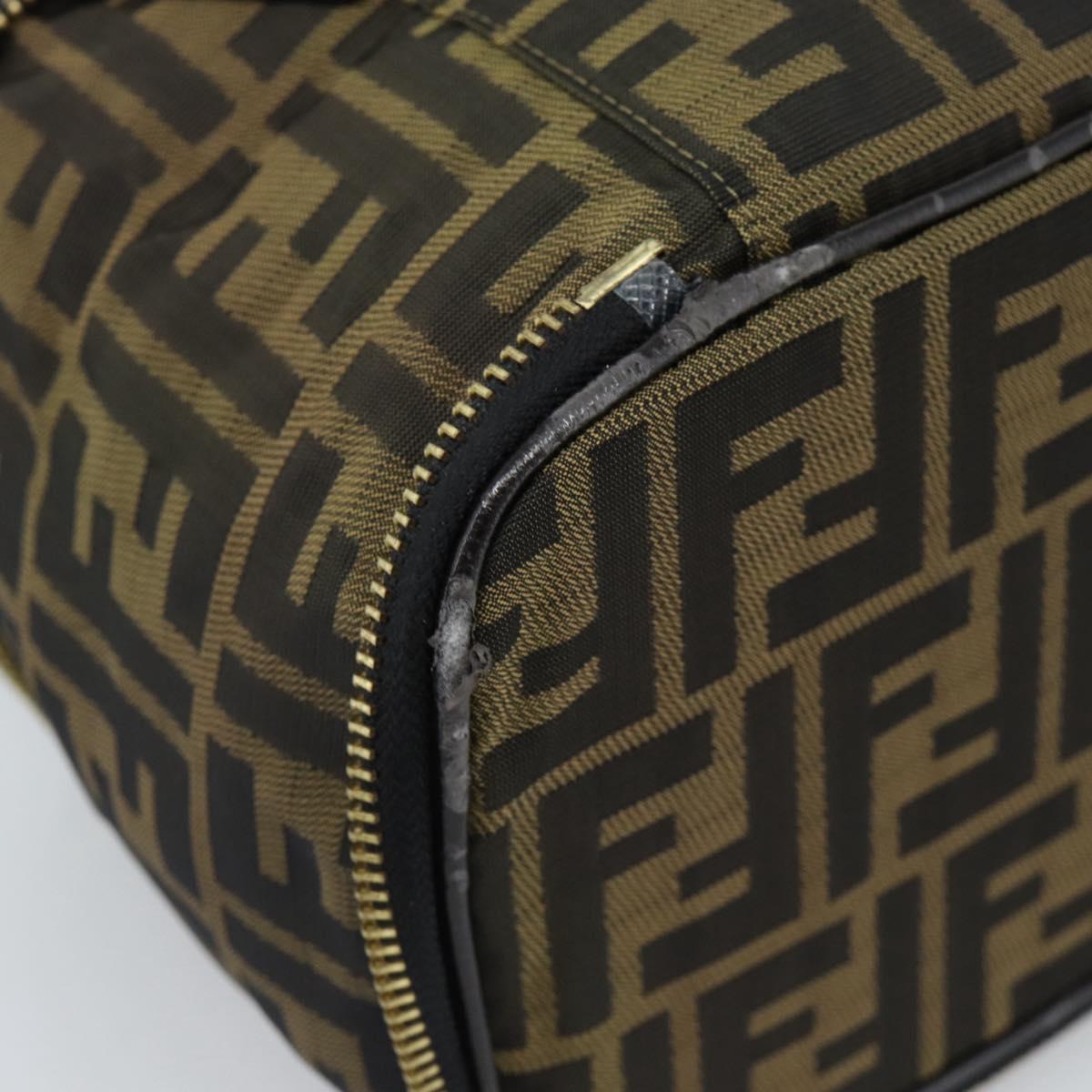 FENDI Zucca Canvas Vanity Hand Bag Black Brown Auth 189549