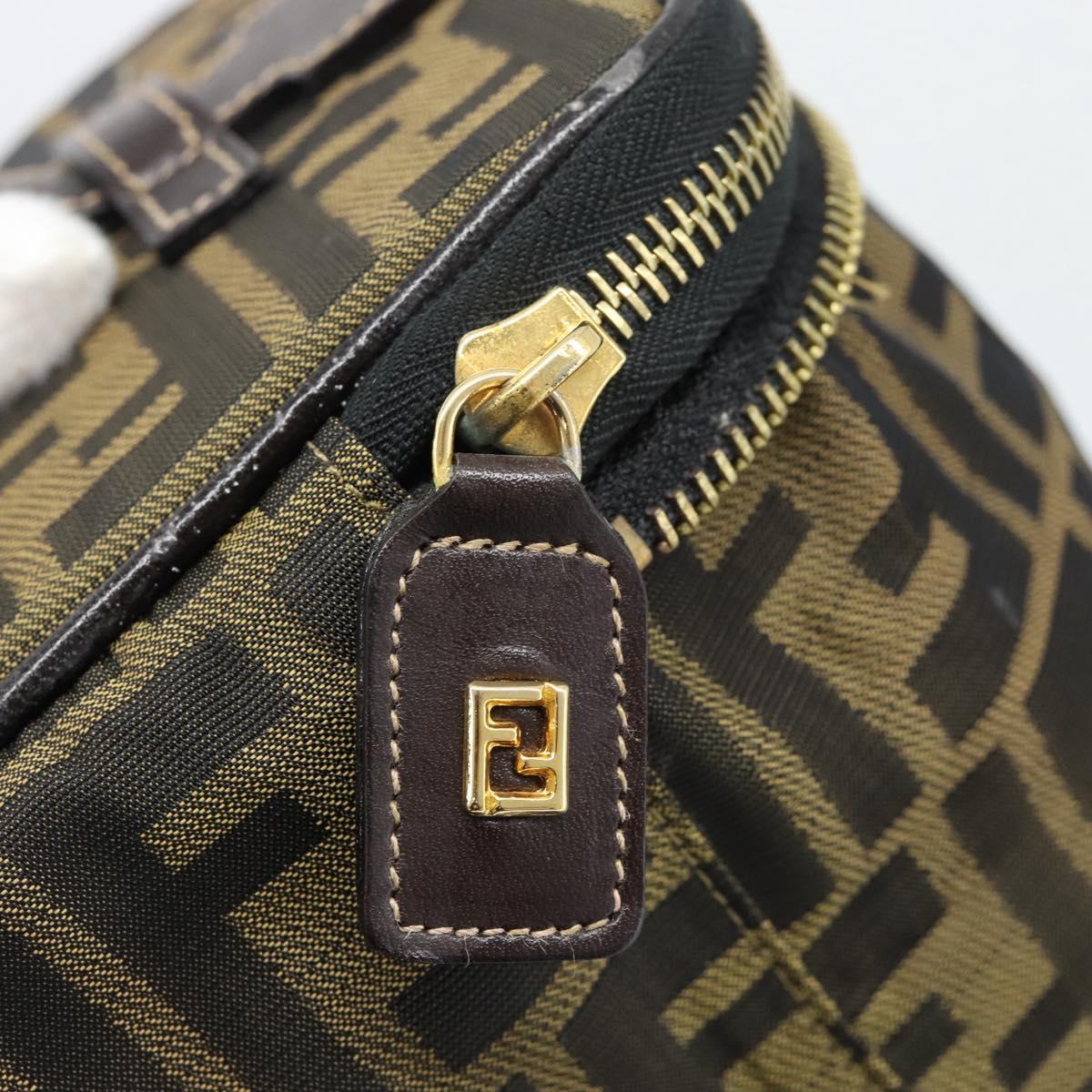 FENDI Zucca Canvas Vanity Hand Bag Black Brown Auth 189549