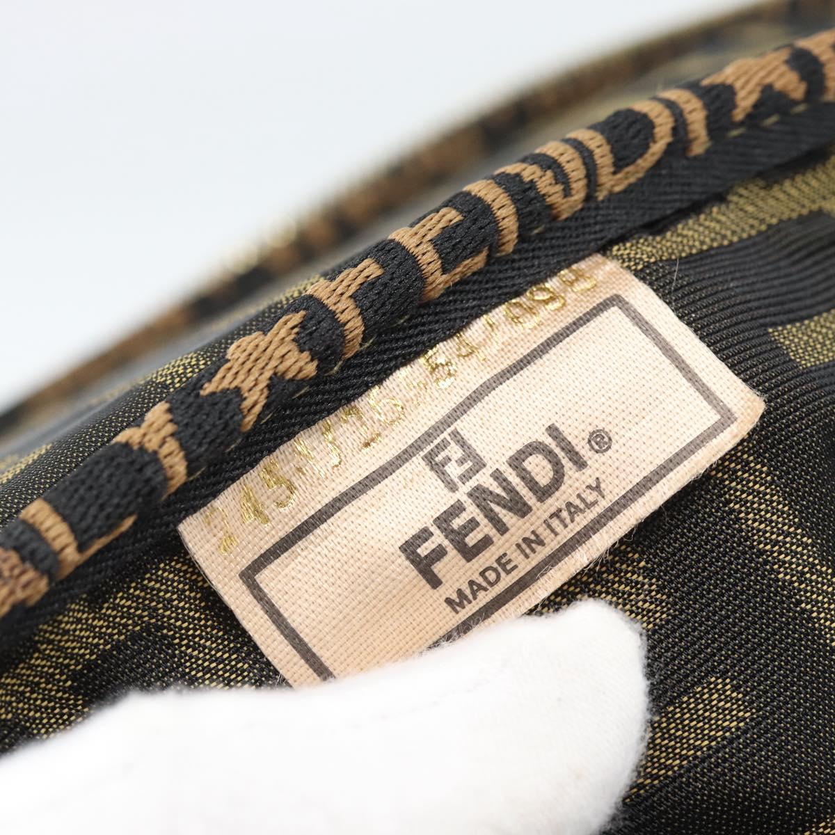 FENDI Zucca Canvas Vanity Hand Bag Black Brown Auth 189549