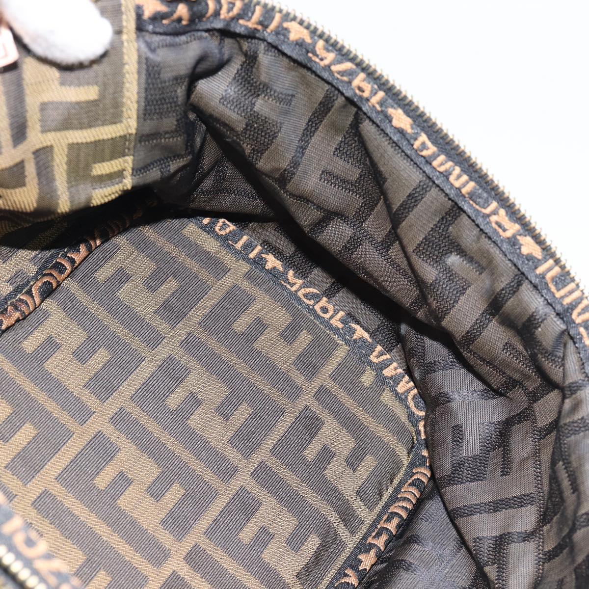 FENDI Zucca Canvas Vanity Hand Bag Black Brown Auth 189549