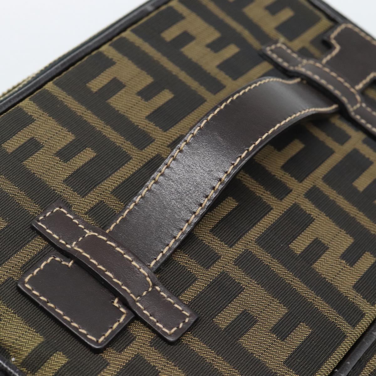 FENDI Zucca Canvas Vanity Hand Bag Black Brown Auth 189549