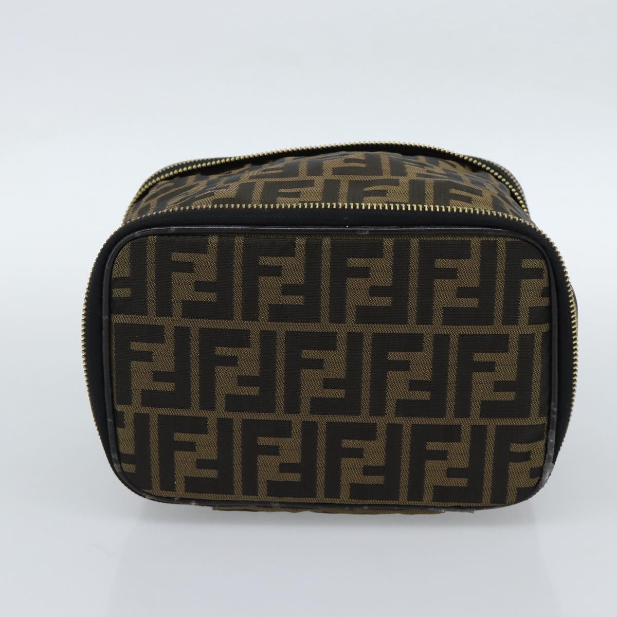 FENDI Zucca Canvas Vanity Hand Bag Black Brown Auth 189549