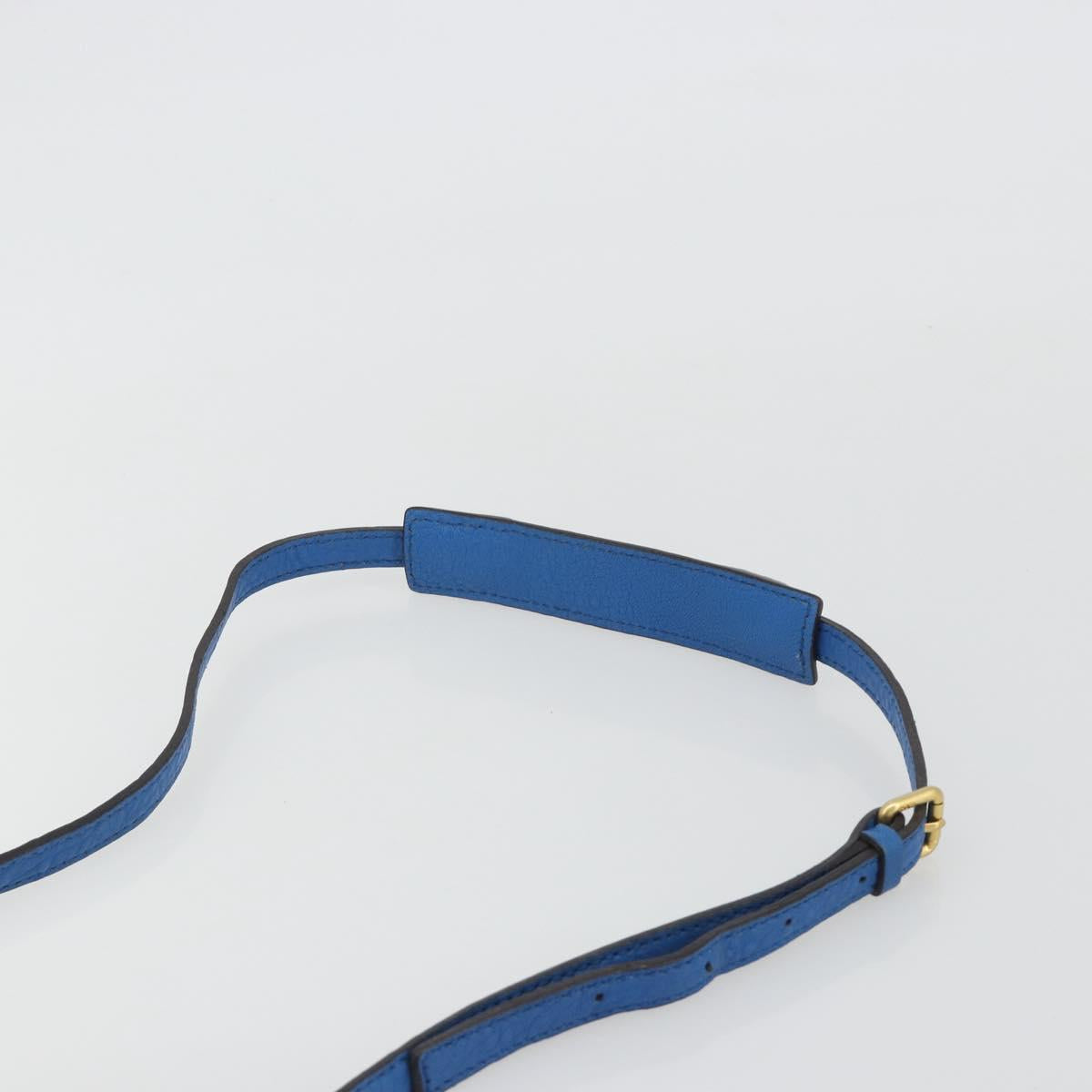 MCM Hand Bag Leather 2way Blue Gold Auth 189551A