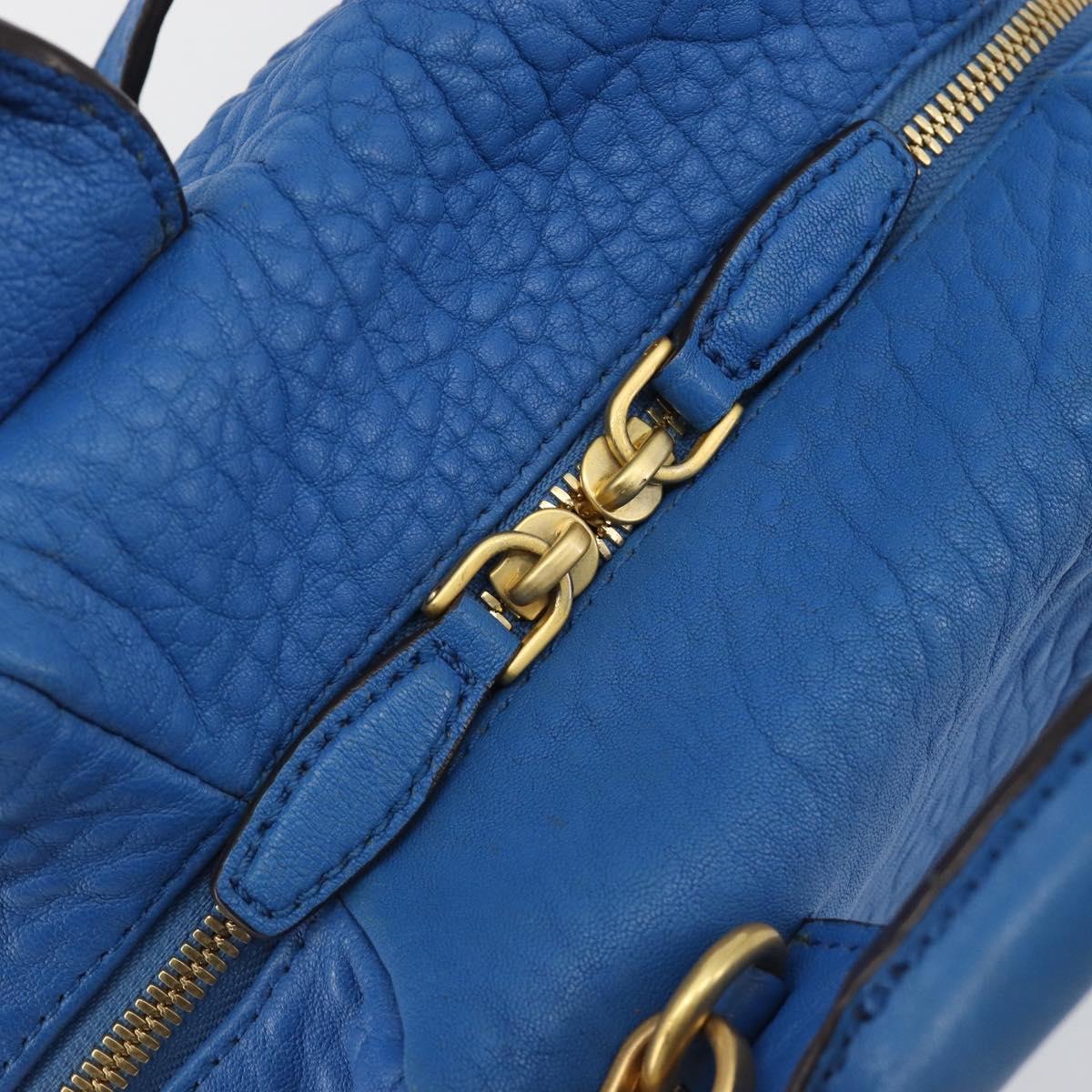 MCM Hand Bag Leather 2way Blue Gold Auth 189551A