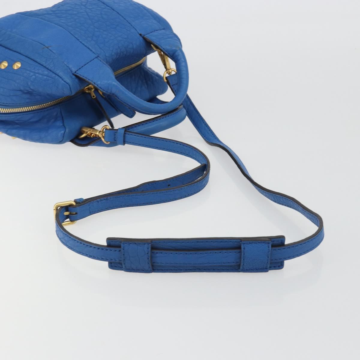MCM Hand Bag Leather 2way Blue Gold Auth 189551A