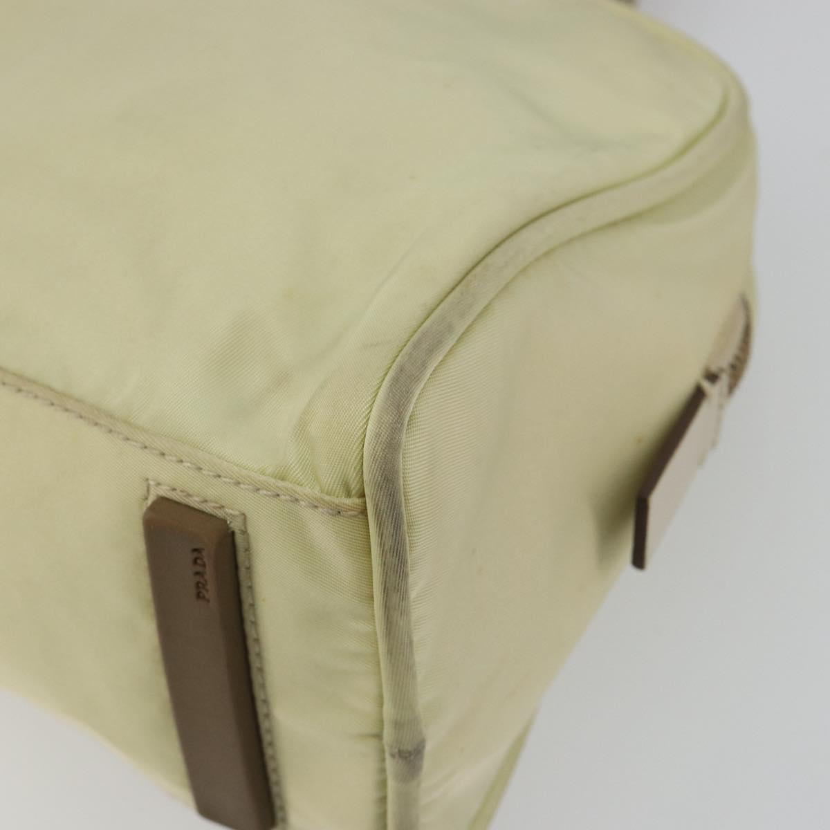 PRADA Hand Bag Nylon Ivory Gold Auth 189552A
