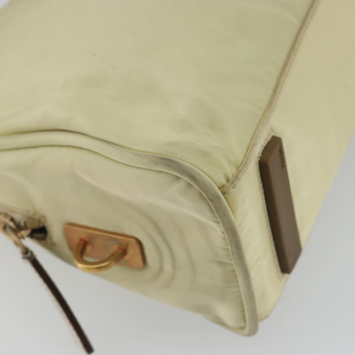 PRADA Hand Bag Nylon Ivory Gold Auth 189552A