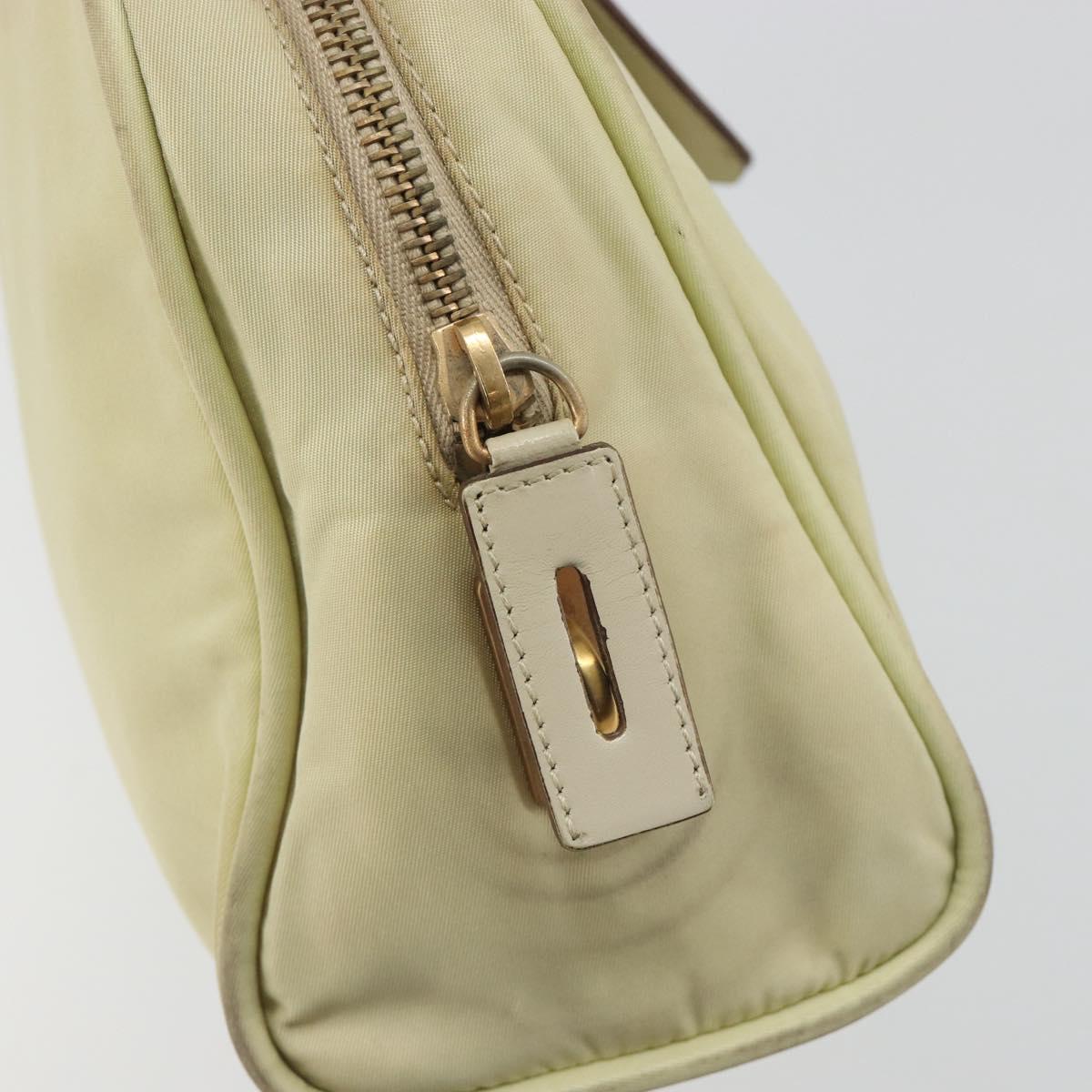 PRADA Hand Bag Nylon Ivory Gold Auth 189552A