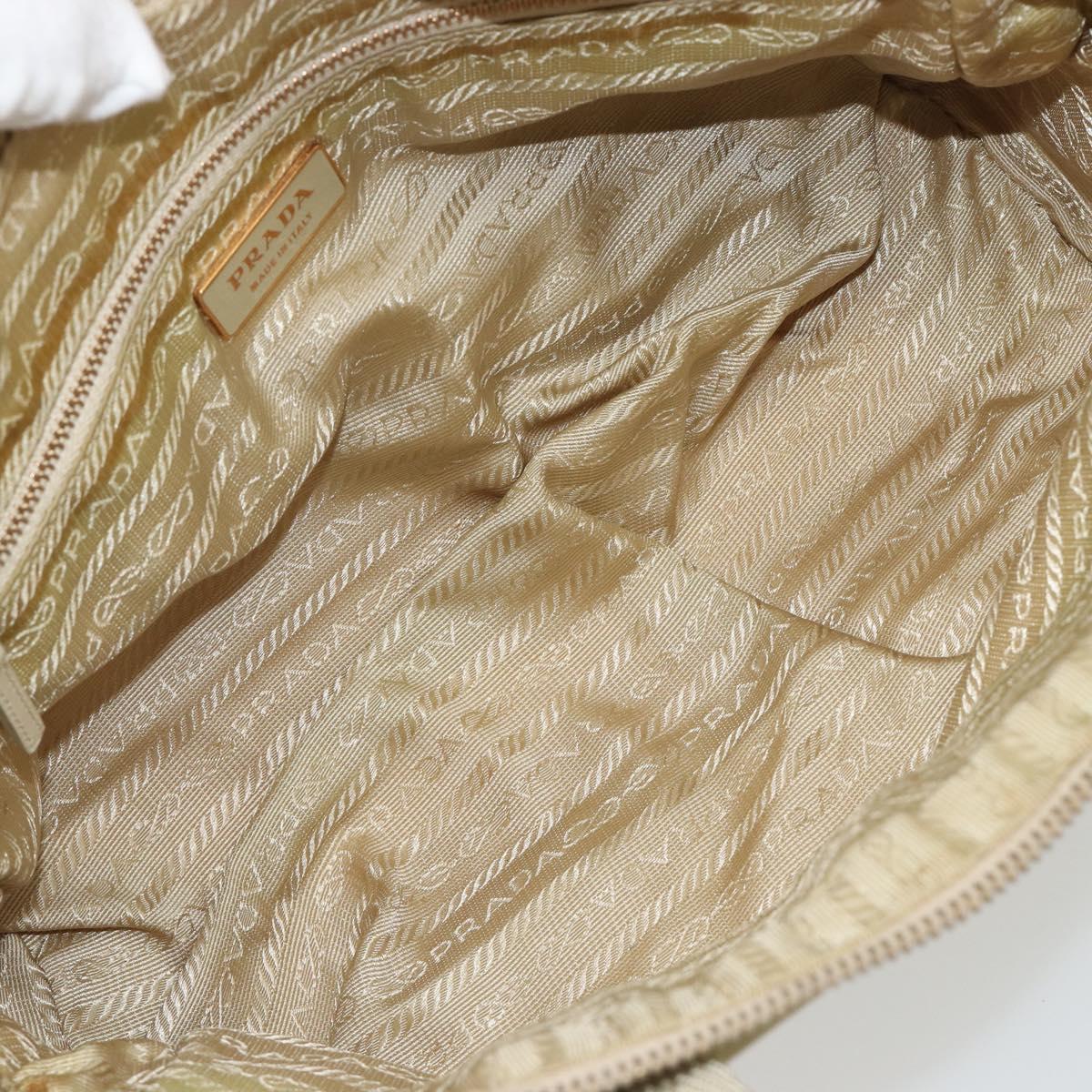 PRADA Hand Bag Nylon Ivory Gold Auth 189552A