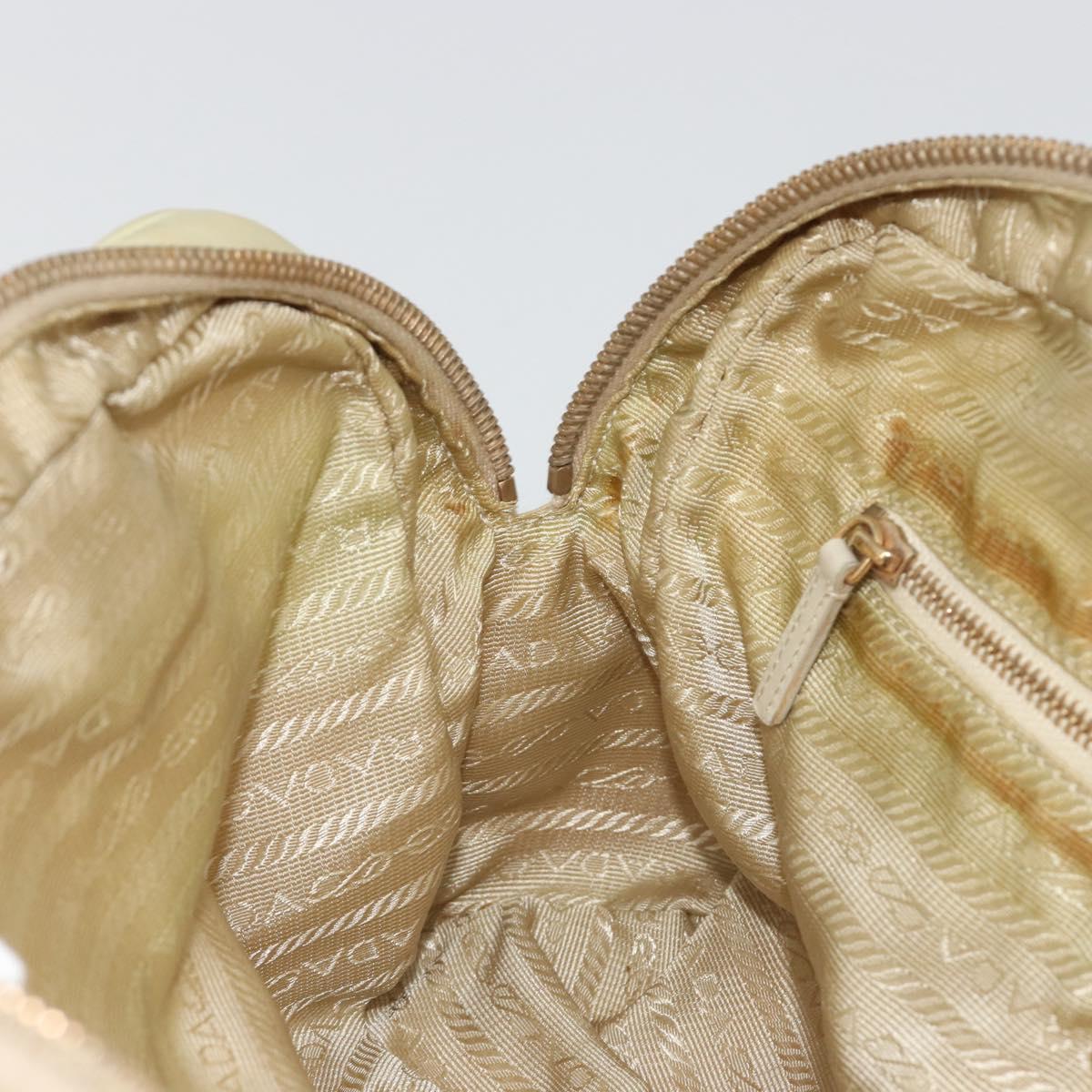 PRADA Hand Bag Nylon Ivory Gold Auth 189552A