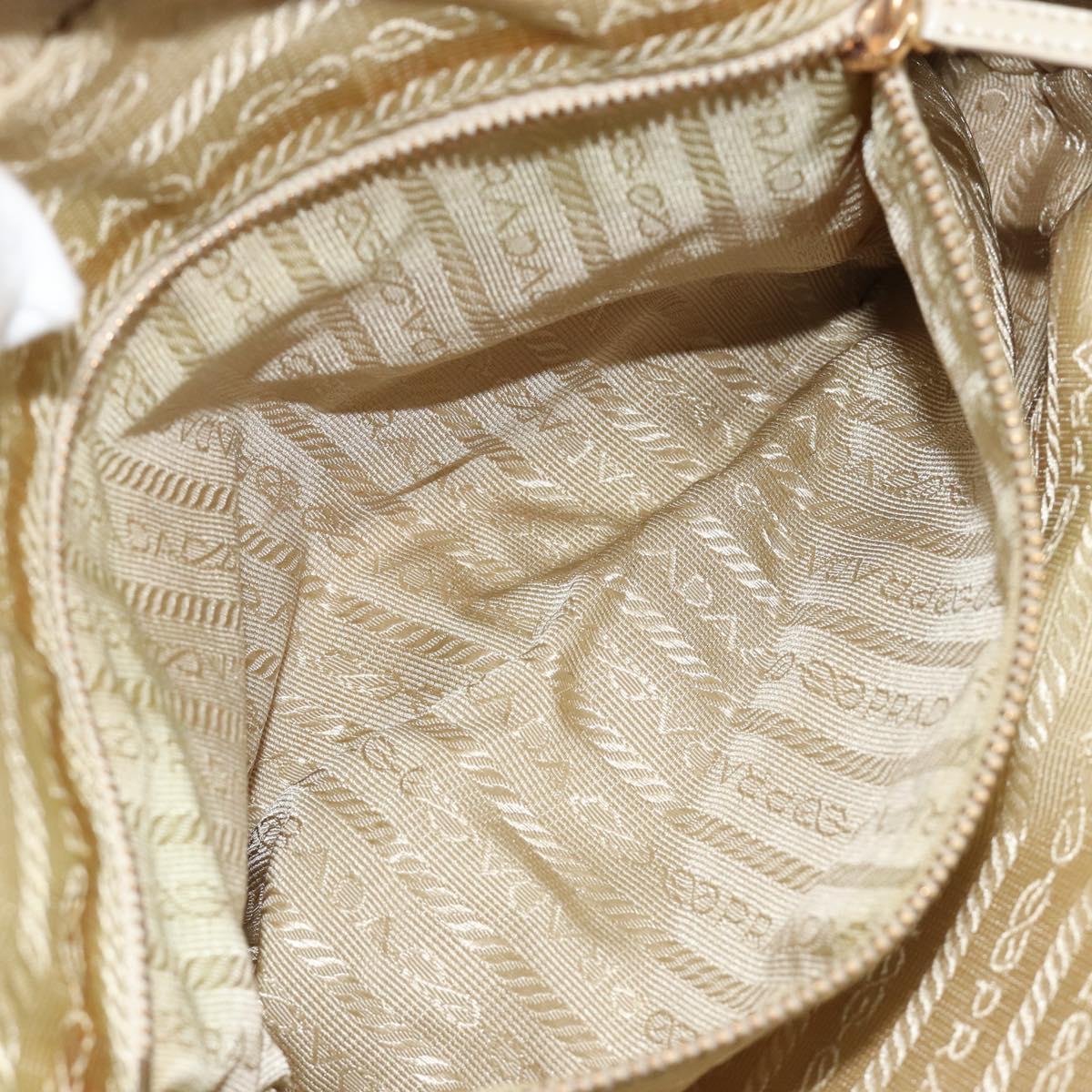 PRADA Hand Bag Nylon Ivory Gold Auth 189552A