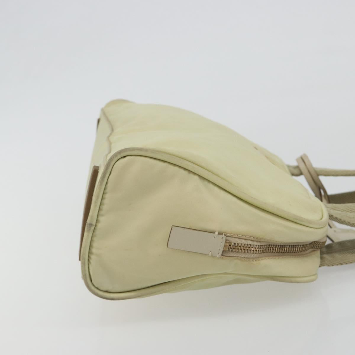 PRADA Hand Bag Nylon Ivory Gold Auth 189552A