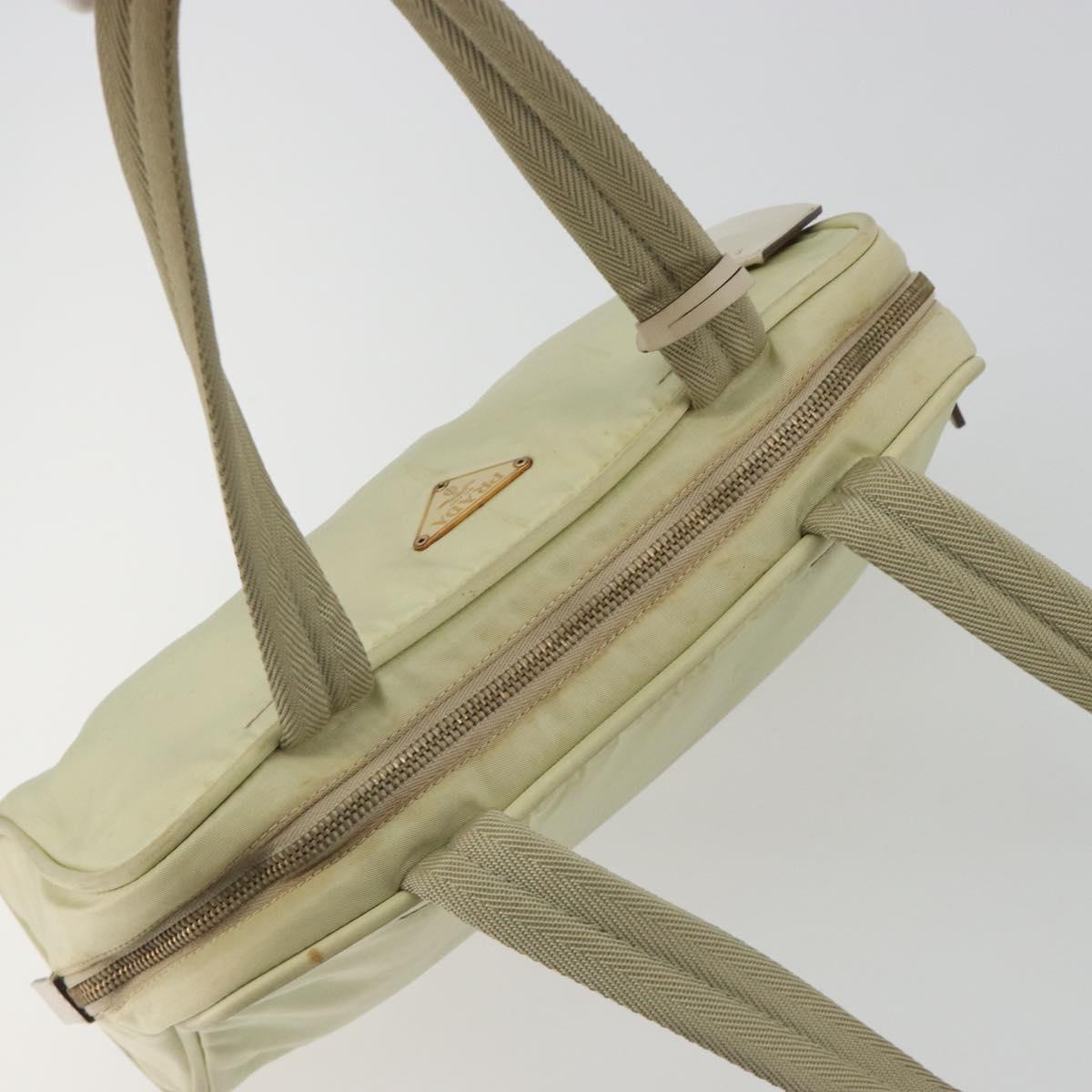 PRADA Hand Bag Nylon Ivory Gold Auth 189552A