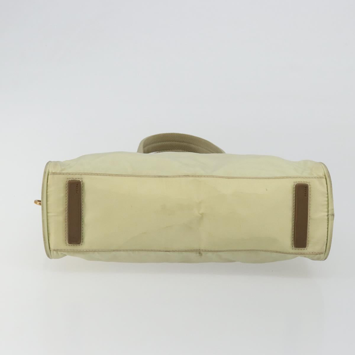 PRADA Hand Bag Nylon Ivory Gold Auth 189552A