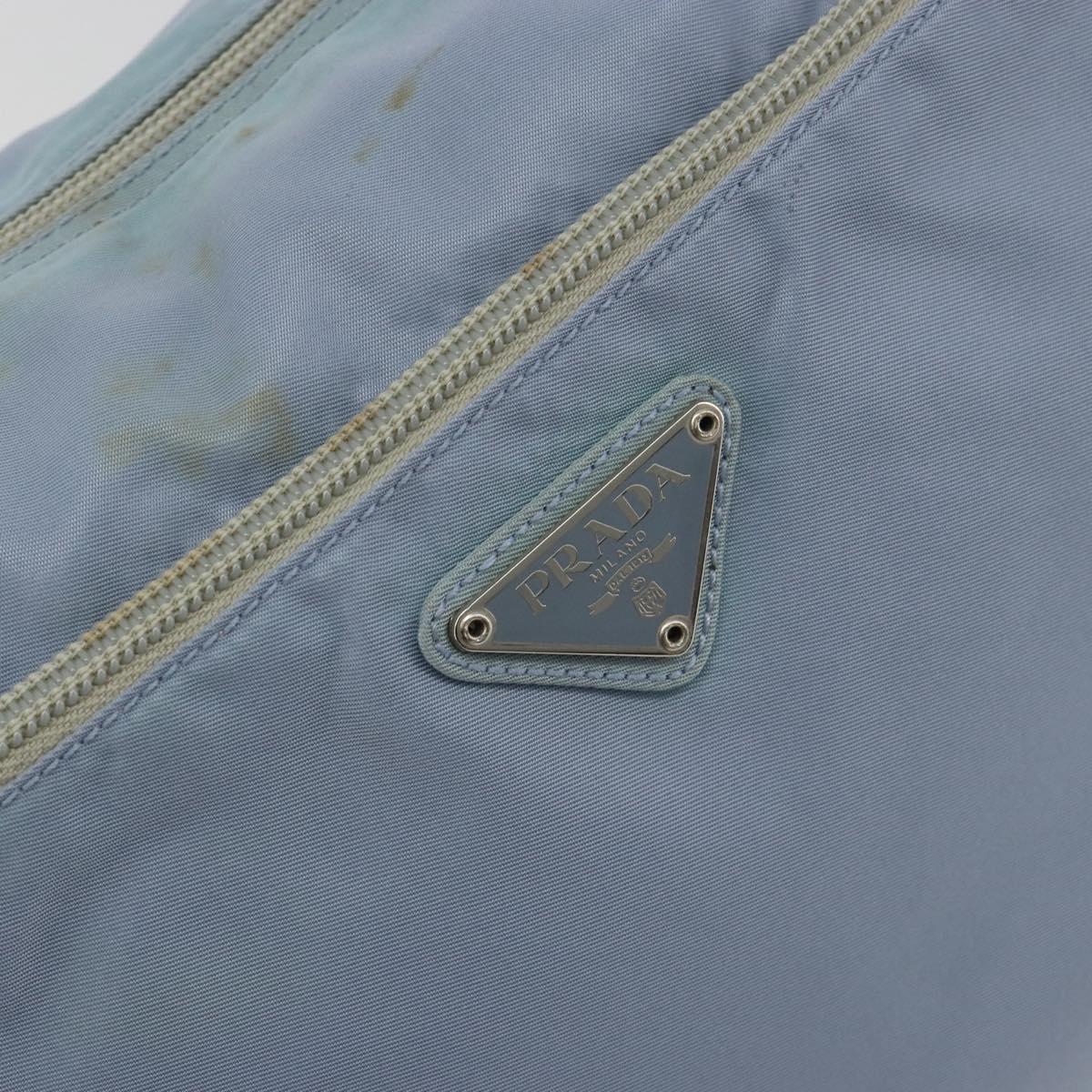 PRADA Shoulder Bag Nylon Light Blue Silver Auth 189553A