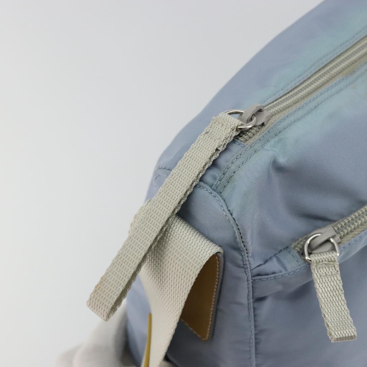 PRADA Shoulder Bag Nylon Light Blue Silver Auth 189553A