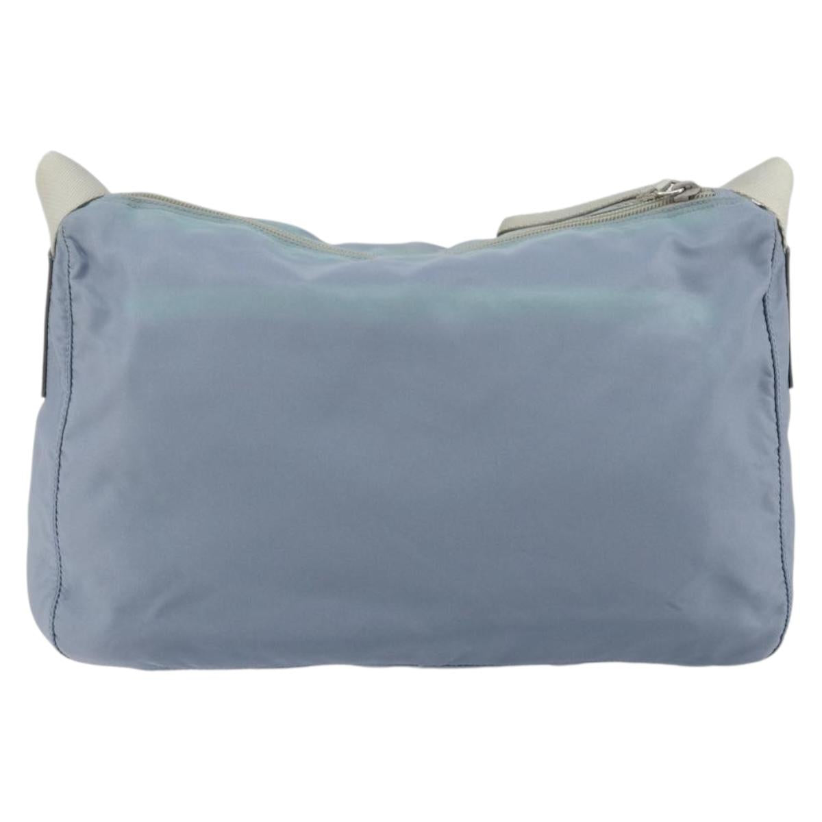PRADA Shoulder Bag Nylon Light Blue Silver Auth 189553A