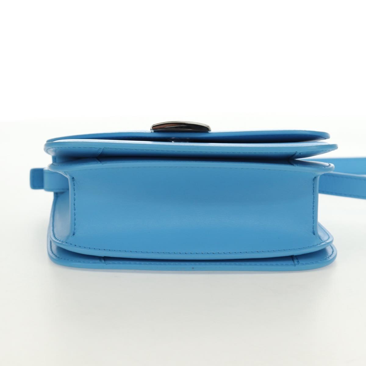 Salvatore Ferragamo Fiamma Shoulder Bag Leather Light Blue Silver Auth 189557M