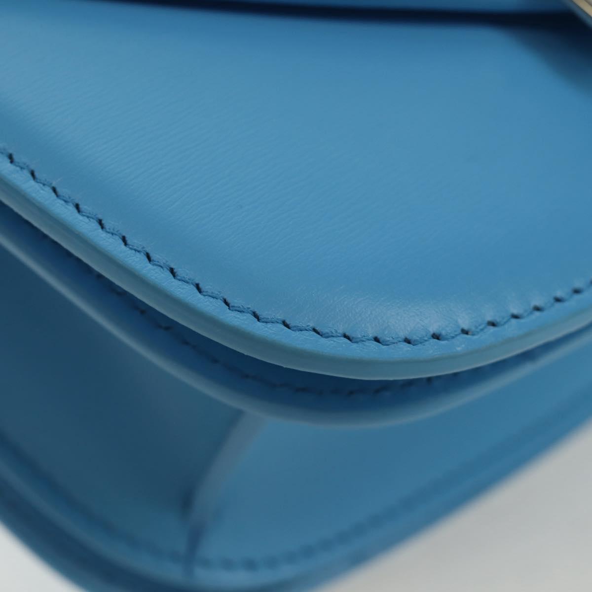 Salvatore Ferragamo Fiamma Shoulder Bag Leather Light Blue Silver Auth 189557M
