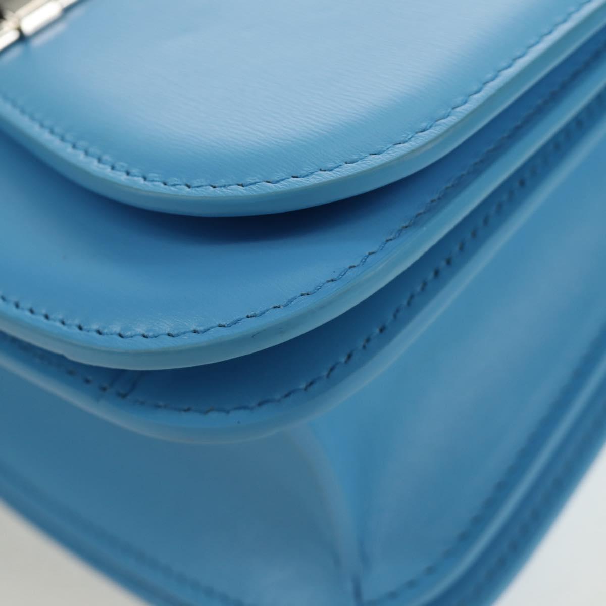 Salvatore Ferragamo Fiamma Shoulder Bag Leather Light Blue Silver Auth 189557M
