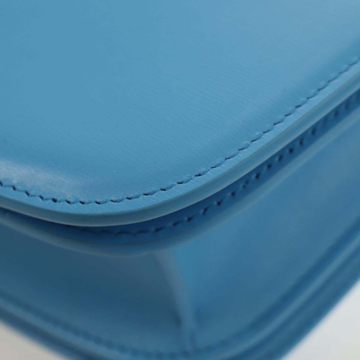 Salvatore Ferragamo Fiamma Shoulder Bag Leather Light Blue Silver Auth 189557M