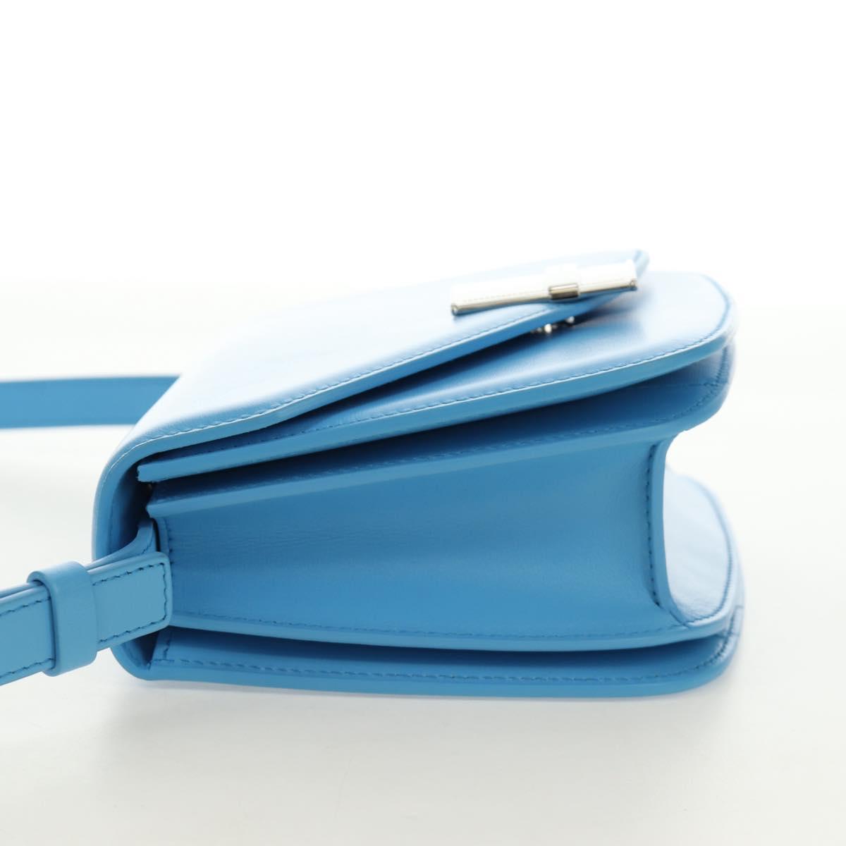 Salvatore Ferragamo Fiamma Shoulder Bag Leather Light Blue Silver Auth 189557M
