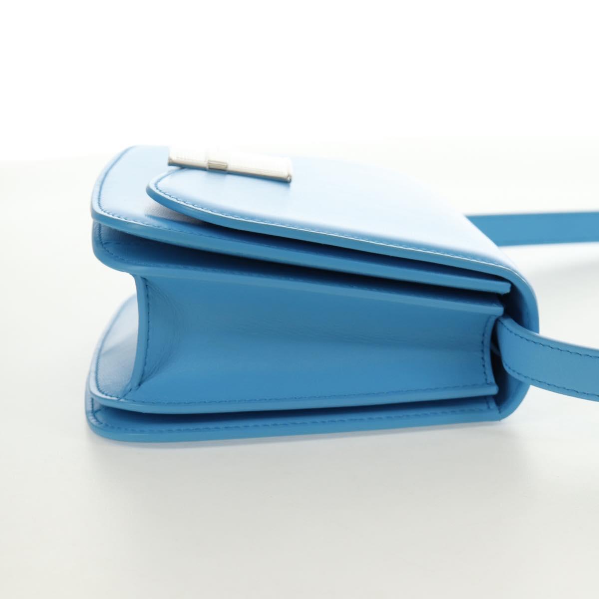 Salvatore Ferragamo Fiamma Shoulder Bag Leather Light Blue Silver Auth 189557M