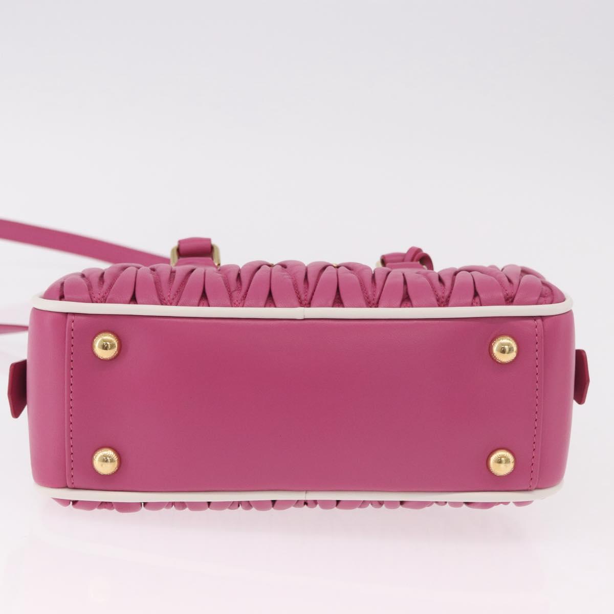 Miu Miu Matelasse Arcadi Small Hand Bag Leather 2way Pink Gold Auth 189560SM