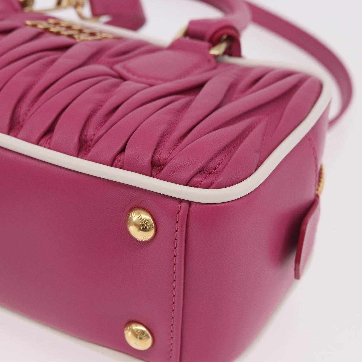 Miu Miu Matelasse Arcadi Small Hand Bag Leather 2way Pink Gold Auth 189560SM